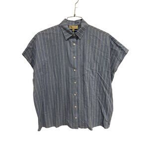 DG2 by Diane Gilman Shirt XS/Small Striped Short Sleeve Blue White Coastal NEW